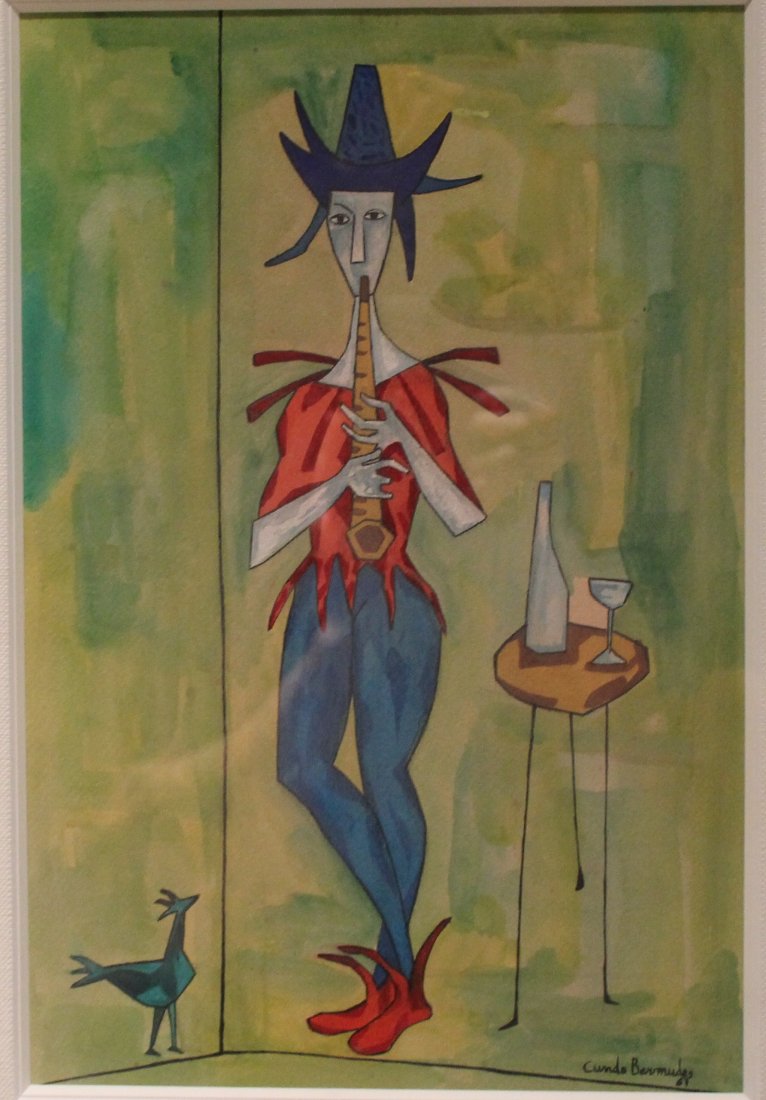 Cundo Bermudez, Bufón: Cundo Bermudez, Bufón. Cundo Bermudez (Cuban 1914 – 2008), Bufon. Signed and dated 'Cundo Bermudez 67' (lower right). Year: 1967. Medium: Watercolor on paper. 14.5 x 9.5”. This lot is guaranteed