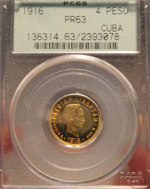 1916 Cuban 4 Peso Gold Coin: 1916 Cuban 4 peso gold coin. Minting of 129,000 pieces.0.9000 gold. This lot is exactly as described or your money back.