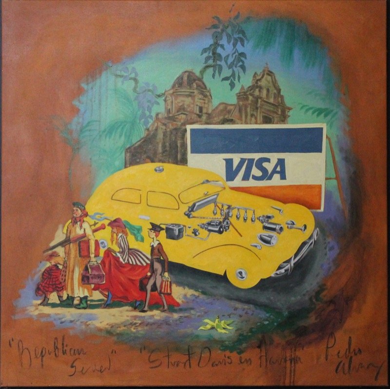 Pedro Alvarez, Oil On Canvas: Artist: Pedro Alvarez (Cuba 1967 - 2004) Title: "Stuart Davis en Havana" Medium: oil on canvas, signed lower right. Size: 38 x 38 inches