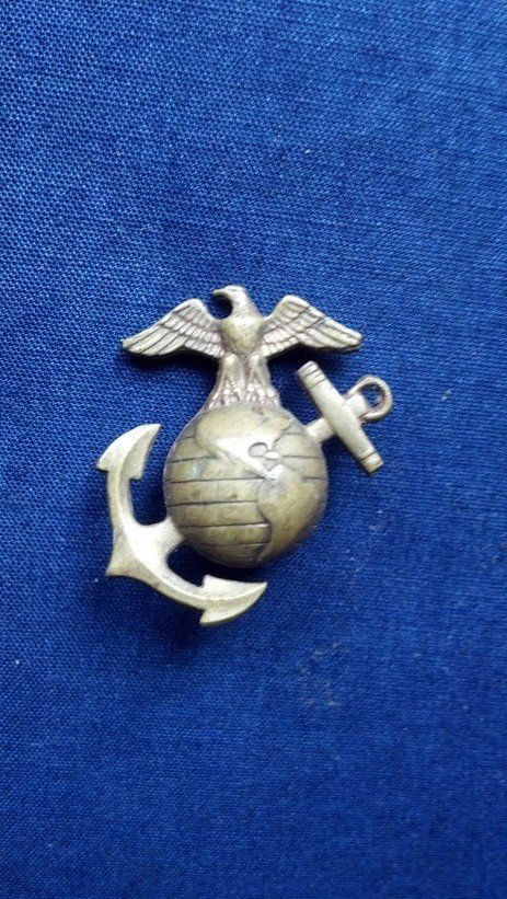 United States Marines WWI Era Brass Collar Pin: Rare original United States Marine Corps Collar Pin. From World War One era Uniform. From the Hartung Museum Collection outside Chicago.