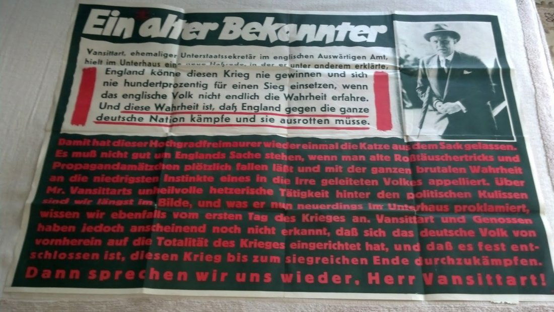 Anti British Propaganda WW2 taken from Nazi Germany: Rare Original Nazi propaganda poster concerning Nazi views toward the British during World War 2. Propaganda posters were part of life in Nazi Germany and drew many Germans into believing in the ideas