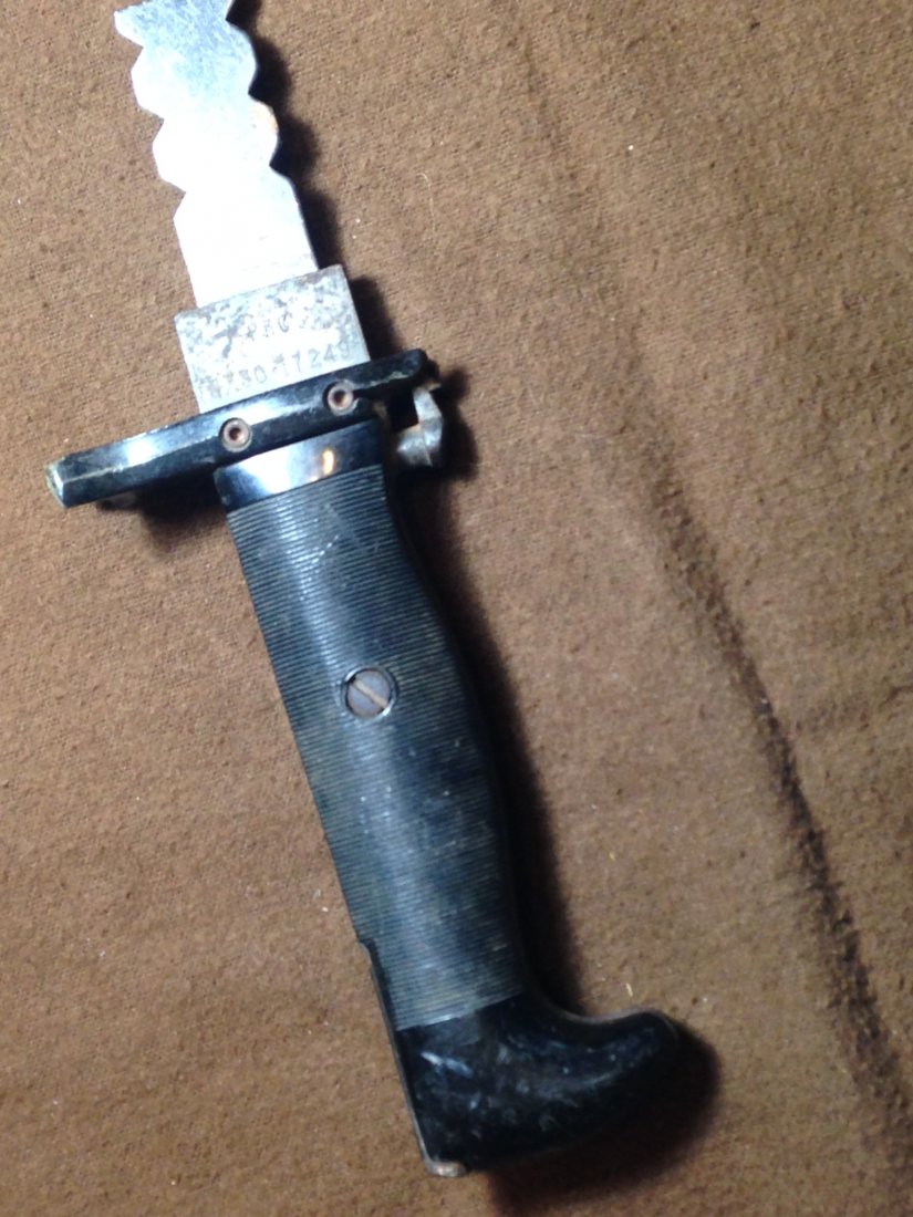 U.S. WW2 Military training M1 Garand Bayonet: Base for Rubber Training Bayonet attachment for the M1 Garand Rifle. Used during GI Training for World War 2, fits onto M1 Garand. From Springfield Massachusetts Springfield Armory Collection.
