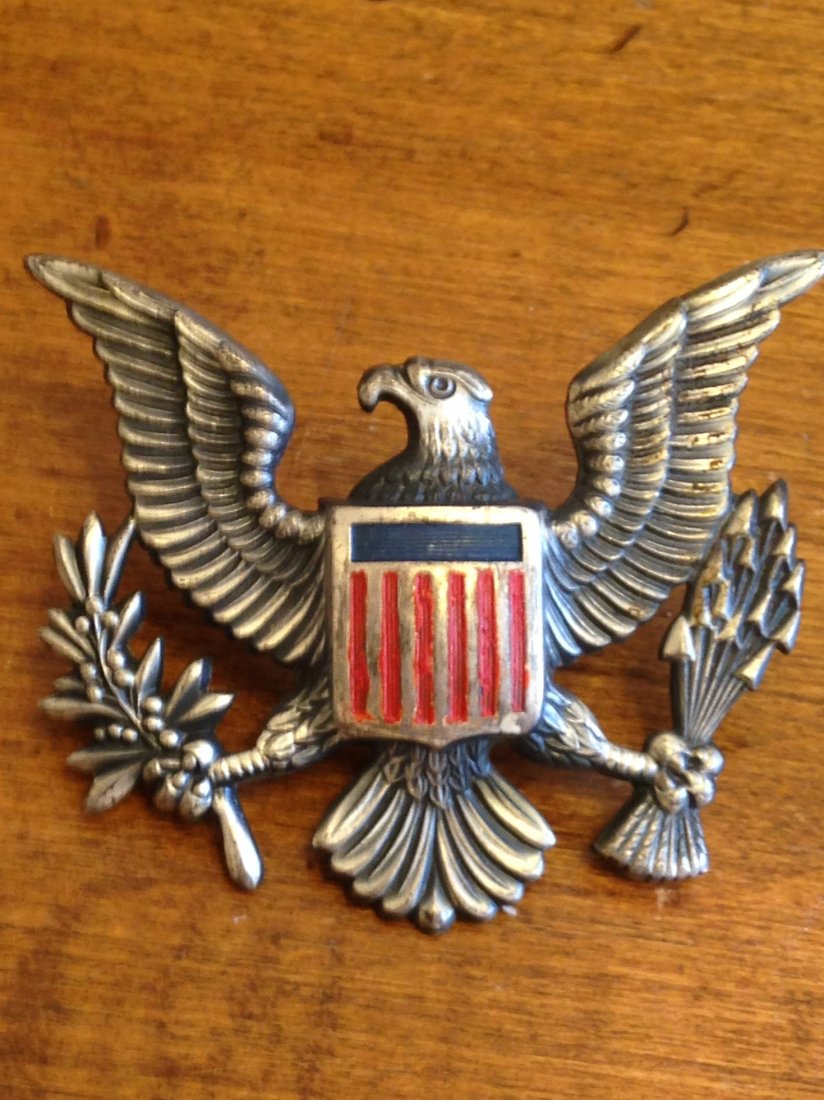 U.S. Military Officer visor cap Hat Eagle WW2: Meyer New York United States Military Officer visor cap hat eagle. Enamel color on front and beautiful large size eagle, made by the famous Meyers INC of New York.