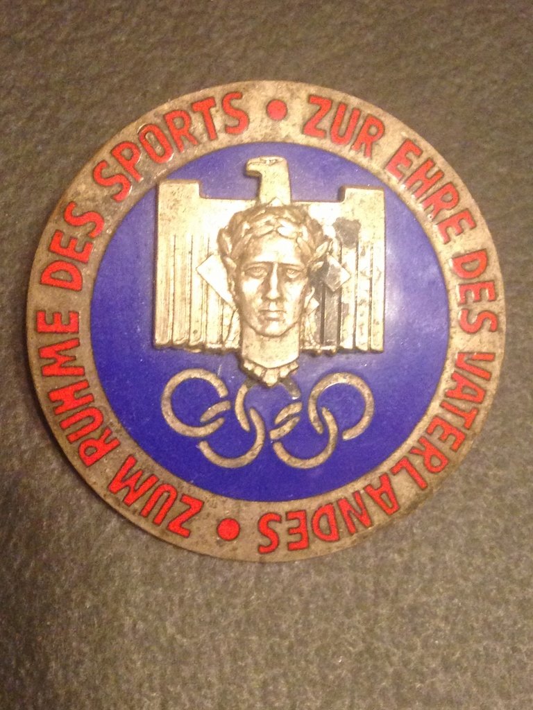 Nazi WW2 Olympic 1936 Medal German World War Two: Nazi German Enamel pre WW2 Era Olympic Medal with makers mark on reverse. Awarded to members of the Nazi Party for participation in the Olympic Games held in Nazi Germany in the years before WW2.about