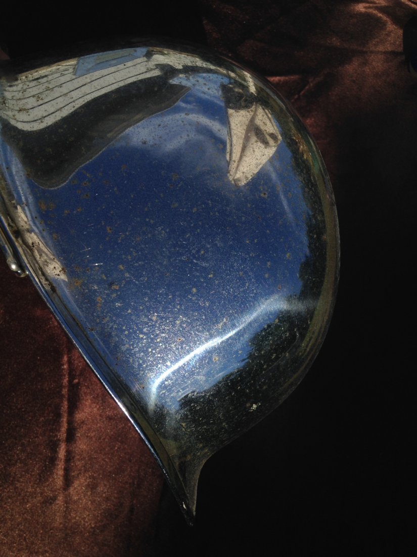 Chrome WW2 U.S. Helmet Officer General Very Nice: Rare Chrome U.S. WW2 Era Military Helmet. General George Patton was known to wear a chrome helmet, very eye catching for an office or high ranking military member. Marked inside on reverse with "S"