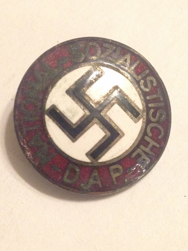 Nazi N.S.D.A.P RZM Marked WW2 Enamel Pin: Nazi Germany WW2 Era Enamel NSDAP Party Pin. Note this is Not a "coffin pin'. Raised RZM Mark, Die Struck then Enameled.