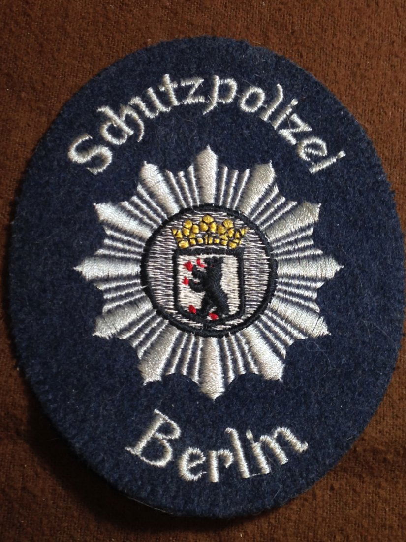 German Police Cold War post WW2 Cloth Insignia: German Police of Berlin Cloth Uniform Insignia. From Cold War era German Veteran's Collection
