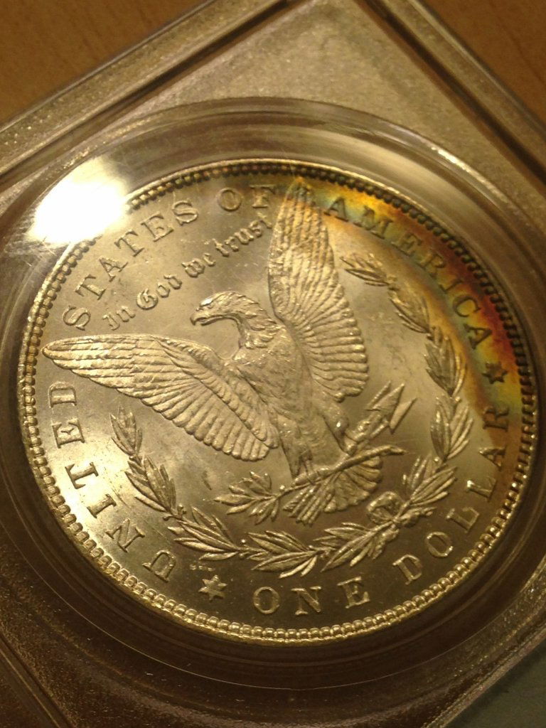 Rainbow Toned Graded MS63 Morgan Dollar Silver 90% (1 of 8)