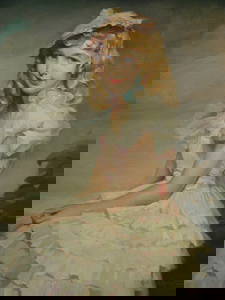 216: Greta Kempton Girl in a Ruffled Dress Oil
