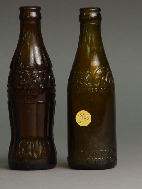 Two Amber Coca Cola Bottle Bottles: Two Amber Coca Cola Bottles,Toledo-Lima, Ohio (h7 5/8") and Jellico, Tennesse (h7 3/4")