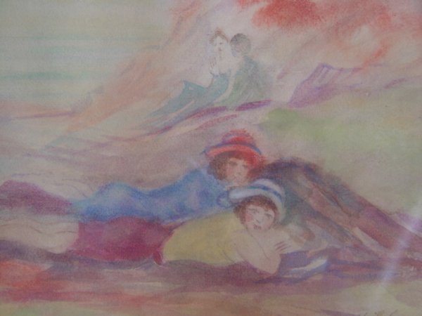 After Henri Lebasque (French 1865-1937): After Henri Lebasque (French 1865-1937) Beach Scene watercolor on paper, framed and matted 8 1/2 x 10