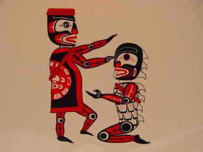4 Native American Inuit Prints: 4 Native American Inuit Prints Stan Hunt, "Komo Kwa and Man From the Sea," 1979, silk screen, ed. 4/600, 18 x 22" Tom Price, "Haida Sea Wolf and Whale," 1880, 15 x 20" Doug LaFortune, "Ram," 1979, sil