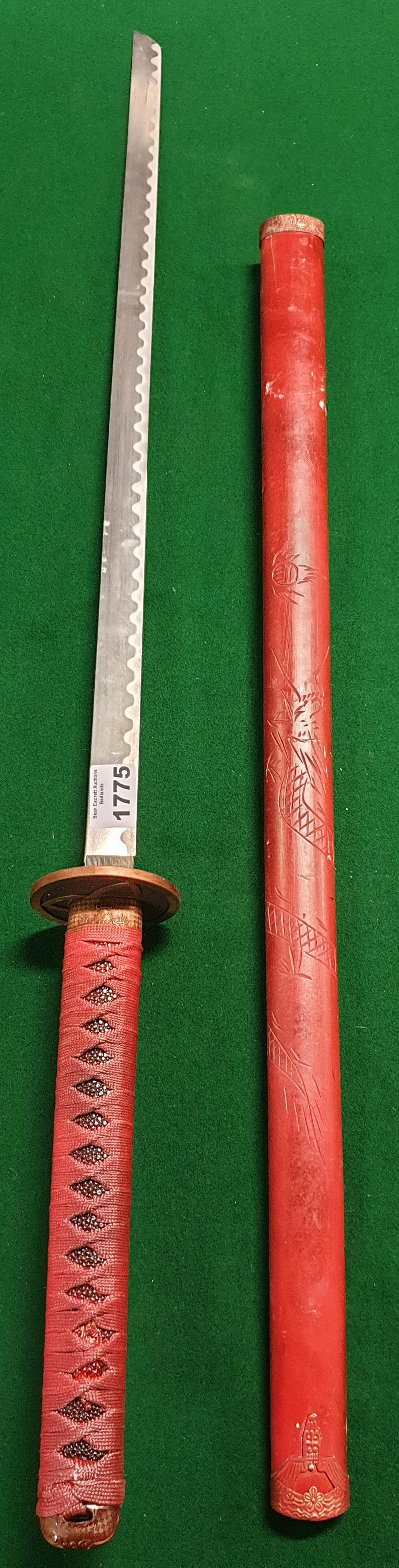 Red Bowler Hat Steel Sword and Scabbard(AP 128).: Red Bowler Hat Steel Sword and Scabbard. "An Arms license is required if bought in Ireland". (AP 128).
