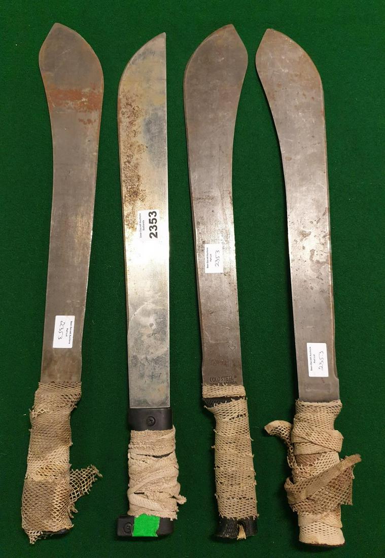 Four Metal Machetes used in various series and scenes.: Four Metal Machetes used in various series and scenes. "An Arms license is required if bought in Ireland". (4) (24) AP 35.