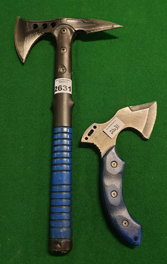 A Blue Ninja Axe and small Axe. (Prop). (2) (24) AP 26.: A Blue Ninja Axe and small Axe. (Prop). (2) (24) AP 26.
