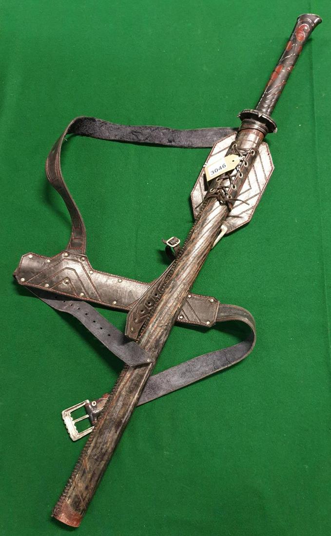 WALDO IS PLAYED BY STEPHEN LANG. Waldo's metal bladed: WALDO IS PLAYED BY STEPHEN LANG. Waldo's metal bladed Sword with an embossed leather Scabbard and Belt. "An Arms license is required if bought in Ireland". (AP02)