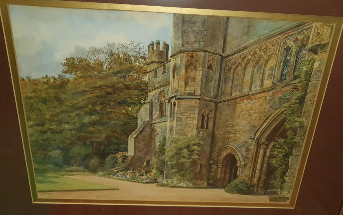 An early 20th Century Watercolour of Church by J.C: An early 20th Century Watercolour of Church by J.C Barfield. (1)(21)