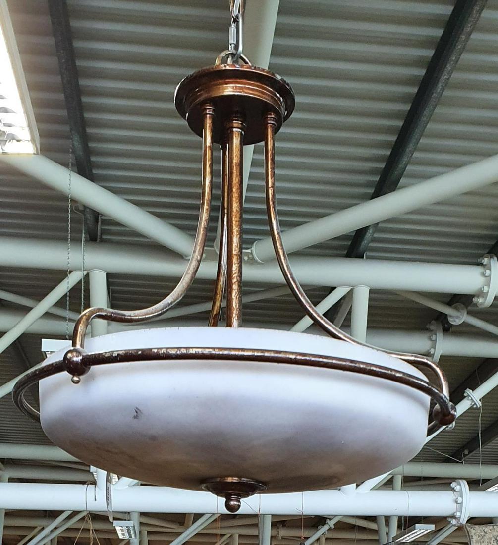 A Metal framed Hanging Light. (1) (13) Hanging).: A Metal framed Hanging Light. 50 drop x 50cm Diam. approx. (1) (13) Hanging).