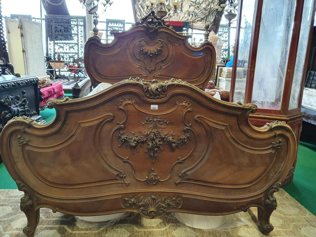 A 19th Century Continental Walnut Double Bed. W 145cm.: A 19th Century Continental Walnut Double Bed. W 145cm. approx.(13)