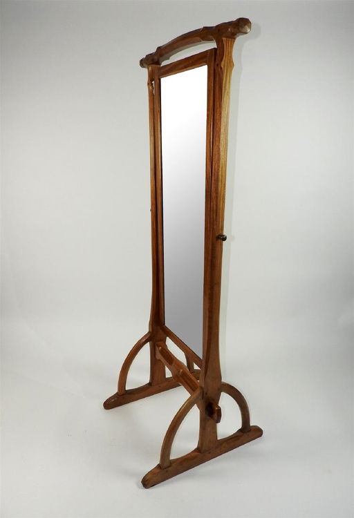 A Modern Walnut Framed Cheval Mirror
