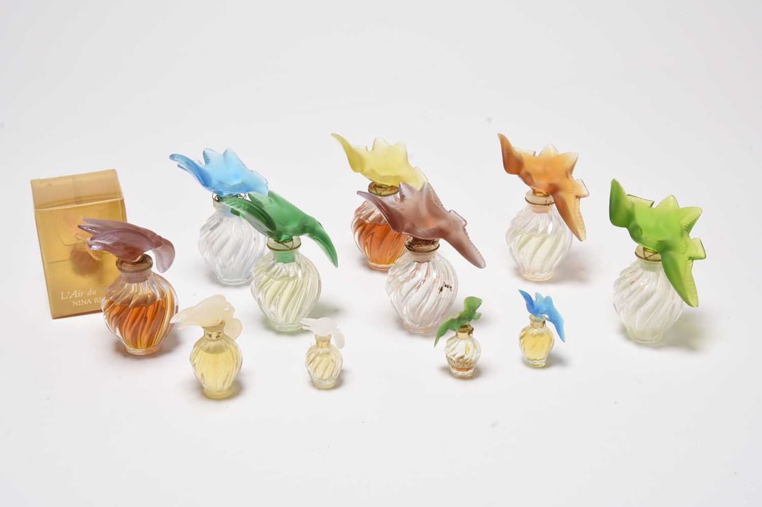 Marc Lalique to Nina Ricci - Twelve L'Air du Temps perfume bottles (1 of 1)