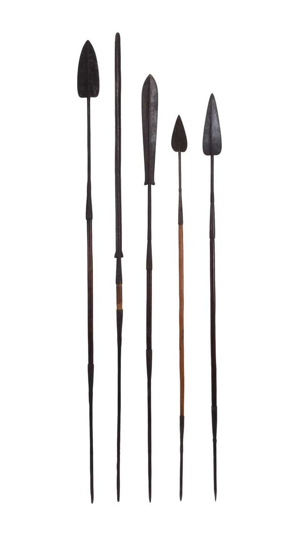 A group of five African tribal spears (1 of 4)