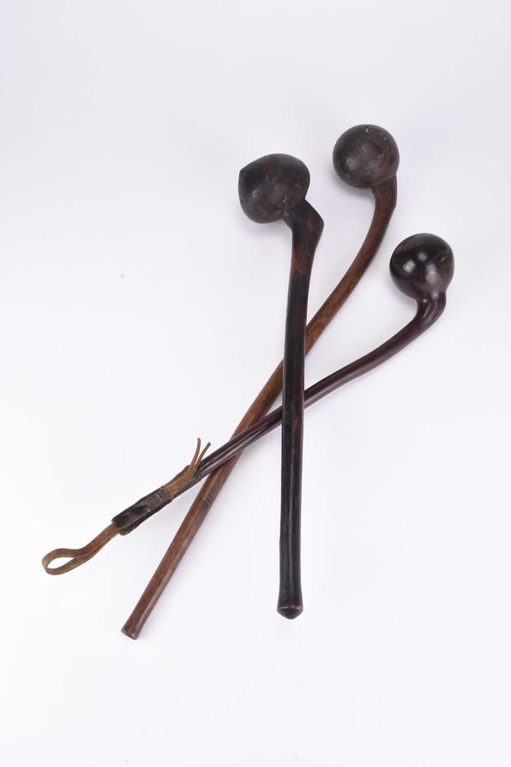 Three African tribal Maasai hardwood throwing clubs (1 of 2)