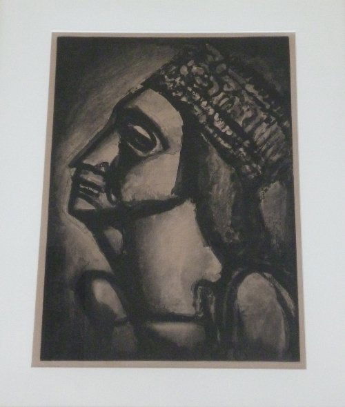 Halls Summer Collective Auction 21st August: Georges Rouault (1871 - 1958) 'Vierge aux sept glaives', 1926 published in 1948, signed Aquatint, drypoint and roulette, edition of 450 58cm x 40.5 cm May be subject to artist resale rights