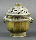 A Chinese bronze incense burner and cover, 18th century