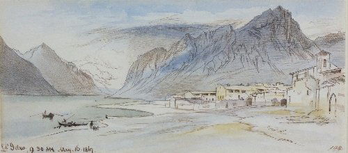 Edward Lear (1812-1888) 'Lago D'Idro', inscribed with: Edward Lear (1812-1888) 'Lago D'Idro', inscribed with the title and time etc, 9.30AM, May 16th 1867, also numbered '108, with further later inscriptions and colour notes, pen, ink and watercolour, 10c