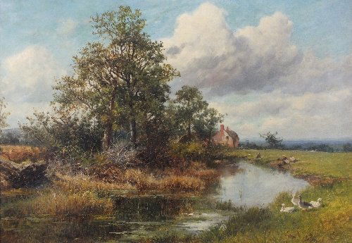 David Bates (1840-1921) 'At Castle Morton, near: David Bates (1840-1921) 'At Castle Morton, near Malvern' signed and dated 1883, also inscribed and signed again verso, oil on canvas, 36cm x 46cm