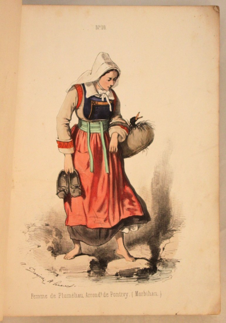 Darjou, A. & Leroux, A. Costumes de la Bretagne. Small: Darjou, A. & Leroux, A. Costumes de la Bretagne. Small folio, Paris, Au Bureau de Journal. Les Modes Parisiennes et du Journal Amusant, n. d. [1865. 20 hand-coloured lithographs, some scattered spotti