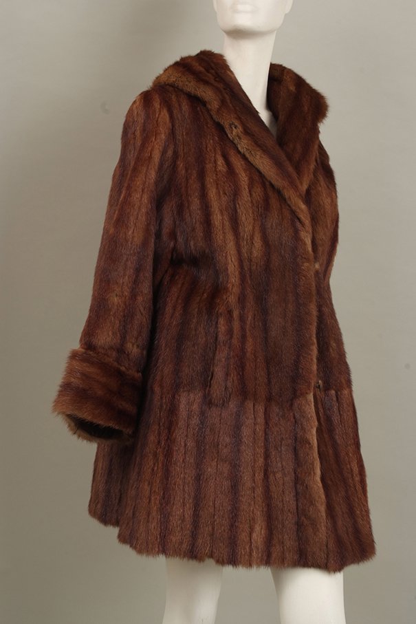 A fur coat and two stoles and a bag of fur collars: A fur coat and two stoles and a bag of fur collars cuffs etc.