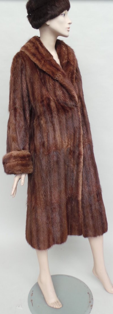 Two vintage 1950's fur coats with matching fur hats -: Two vintage 1950's fur coats with matching fur hats - both size medium and in fair condition. A 1940's/50's Silver Fox fur stole with black crepe lining - nice condition. (5)