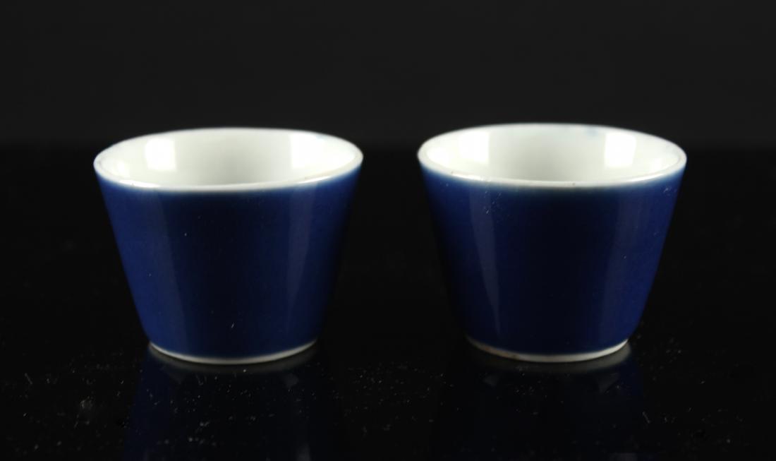 Pair of Blue Glaze Tea Cup Qing Guangxu Period (1 of 3)