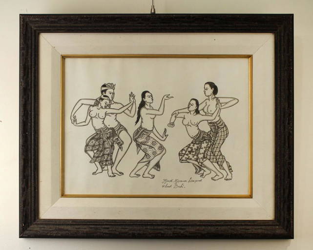 I Gusti Nyoman Lempad,ubud Bali, Ink&watercolor On