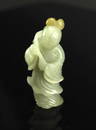 Jade Carving with Holding a Peach Lady Figure  Pendant