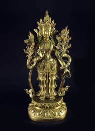 Large Inlaid Gilt-Bronze Bodhisattva Qing Dynasty 18th