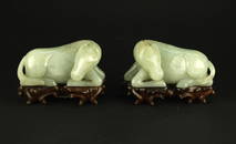 Pair of White Jade Horses Mid Qing Dynasty Period