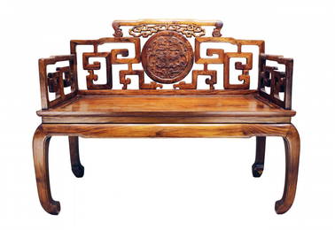 Huanghuali Double Armchair Made in Qing Dynasty Period