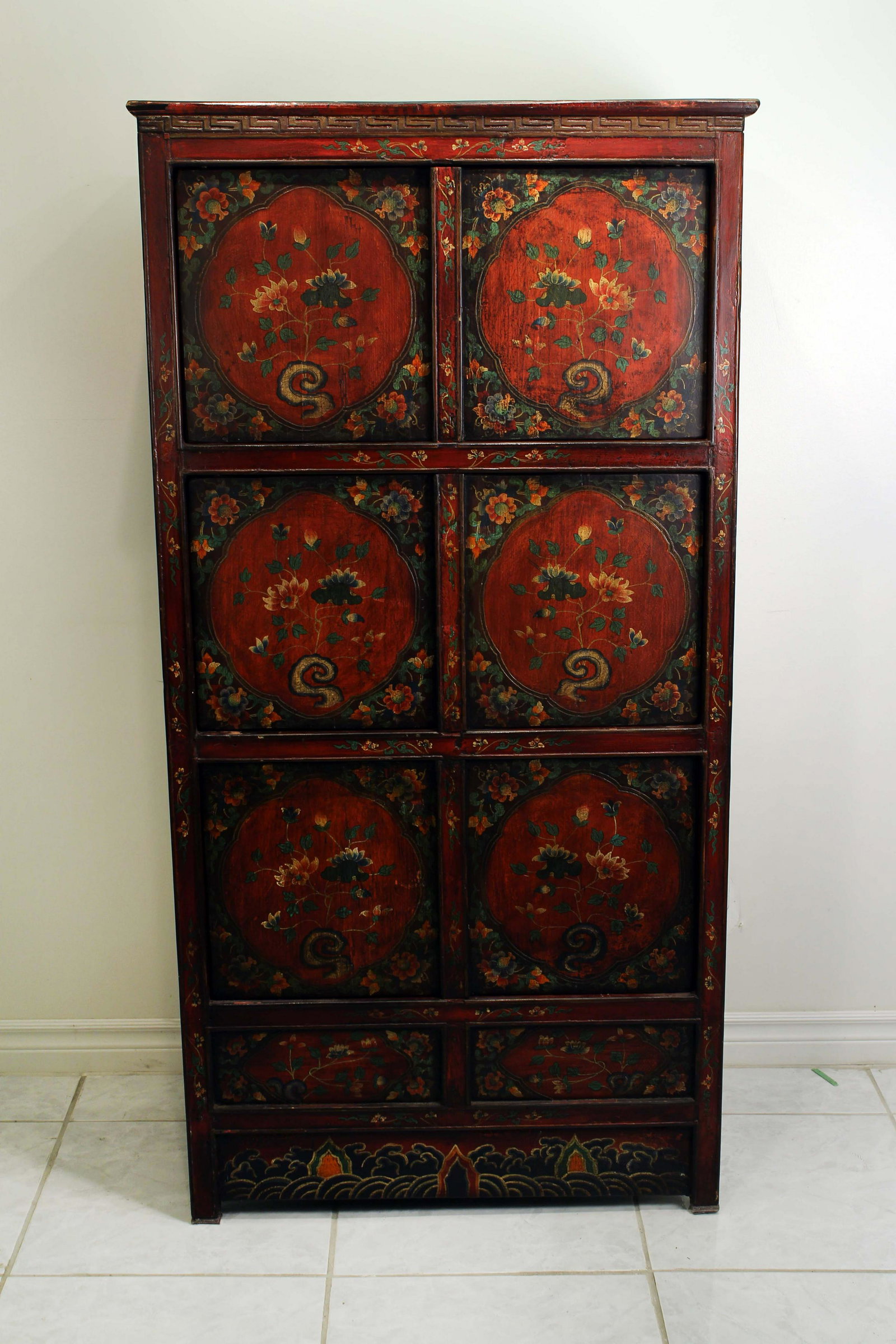 Hardwood Tibetans Cabinet with Six Doors Qing Dynasty: 清代六门藏柜 Size:40x78x160cm