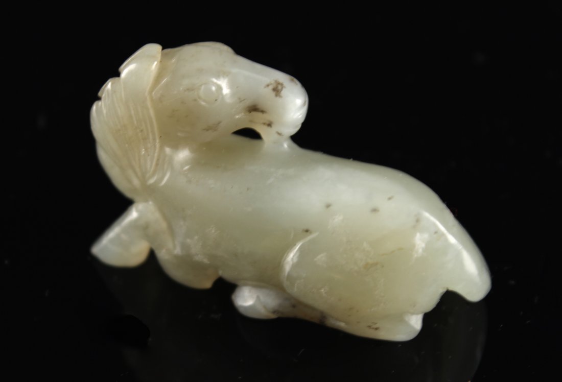 Green Jade Carved Horse Decorative Item Qing Dynasty (1 of 3)