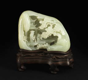 He-tian White Jade Carved Landscape Item Qing Dynasty