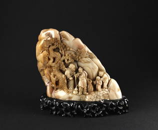 Shoushan Stone Carved Story Decorative Item Qing