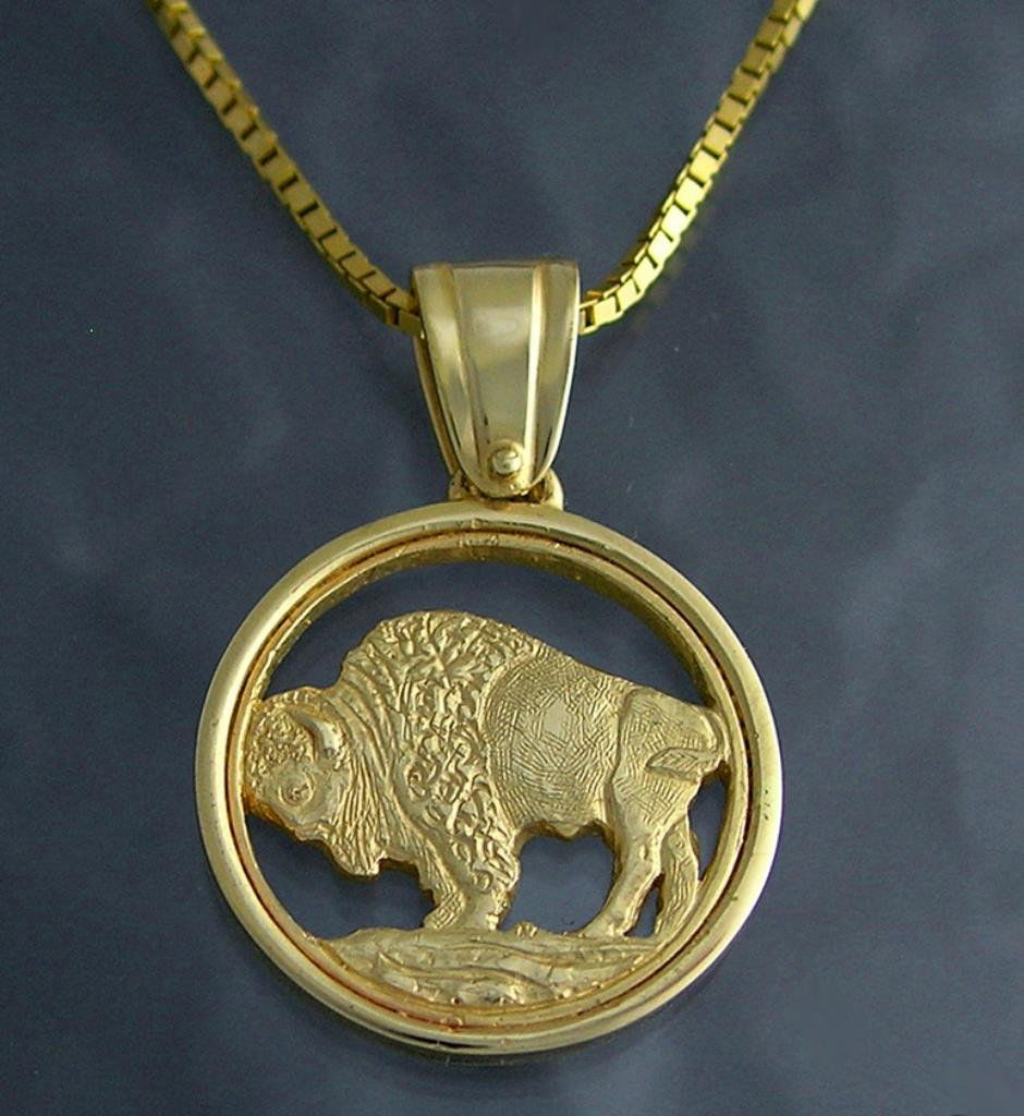 Custom 14k Gold Buffalo Pendant