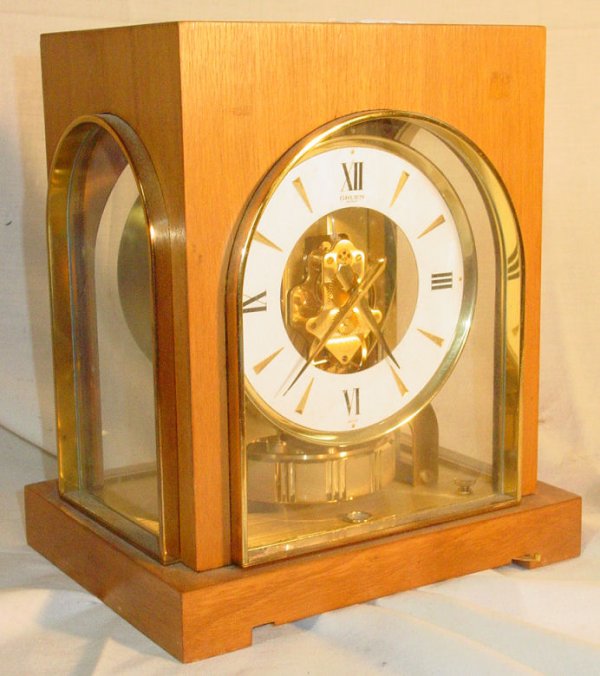 Gruen Gild Atmos clock with marquetry case