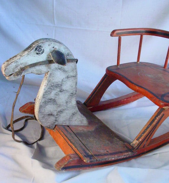 297 antique childs rocking horse chair Lot 297