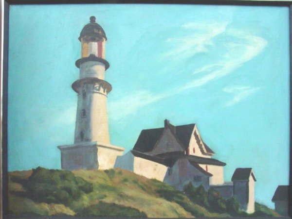Oil of Two Lights lighthouse Maine: Oil on canvas, Two Lights lighthouse, After Edward Hopper, 18" x 24"