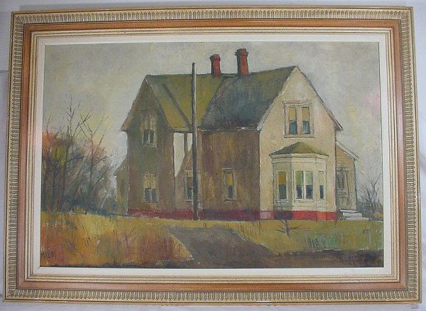 Frank Milby oil painting: "Home", Truro landscape, 24" x 36", after Edward Hopper
