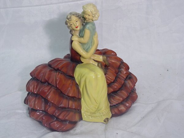 Roman Art Co. statue: mother and child figural group in plaster, marked Roman Art Co. Robia Ware